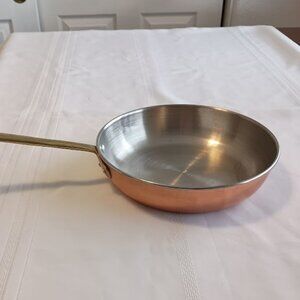 Copper with Brass Rivetted Handle Frying Pan